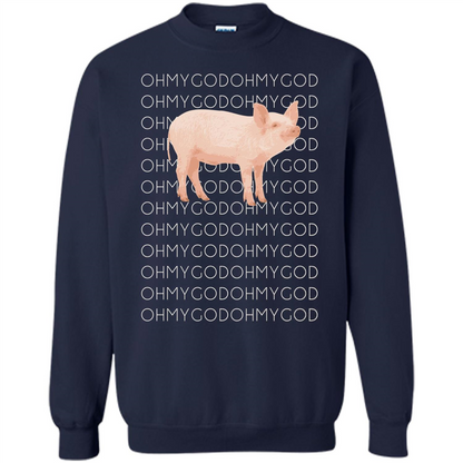 Oh My God Pig T-shirt Cute Pig T-shirt Navy