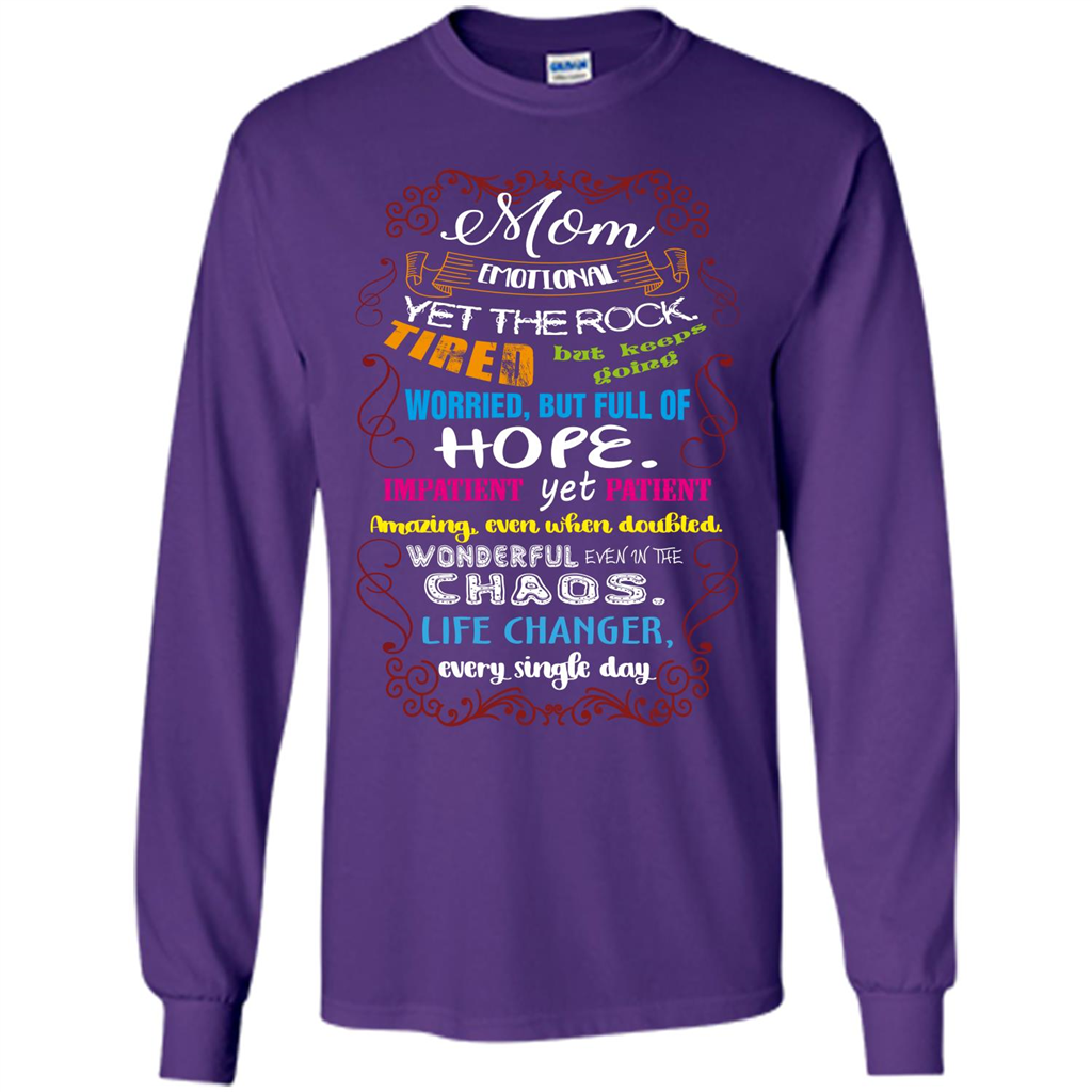 Mommy T-shirt Mom Emotional Yet The Rock Tired Purple