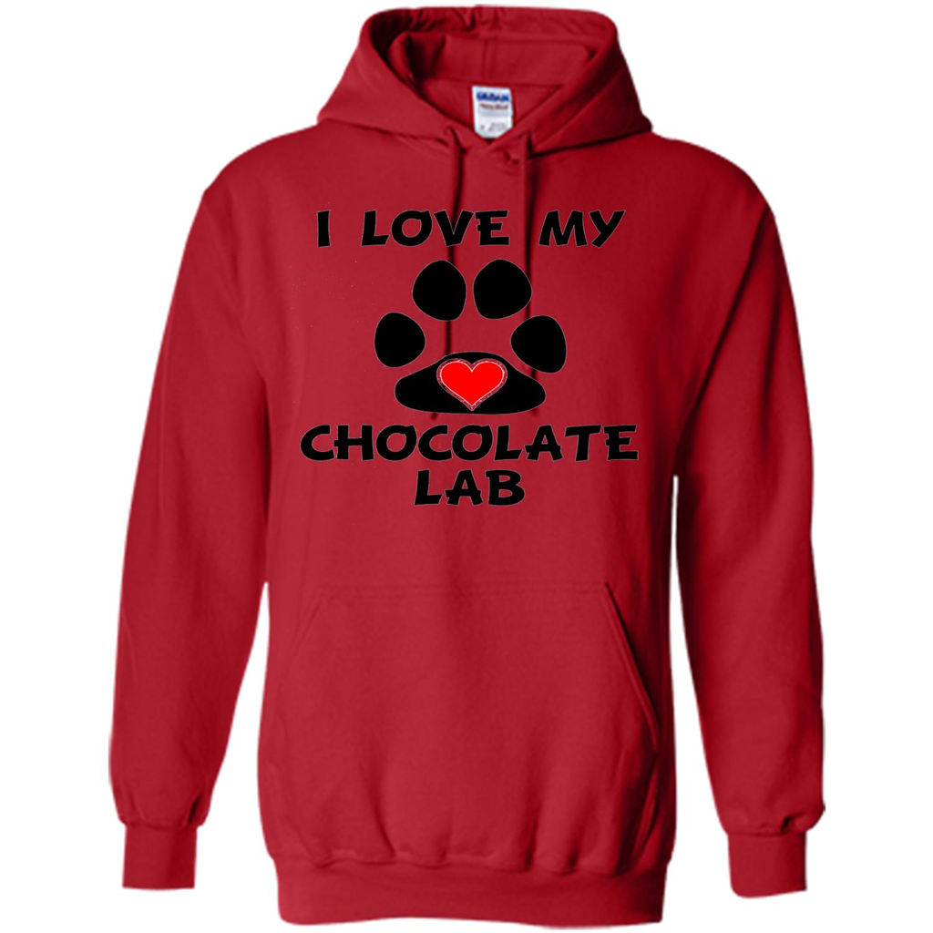 I Love My Chocolate Lab Paw T-shirt Heart Dog Owner T-Shirt Red