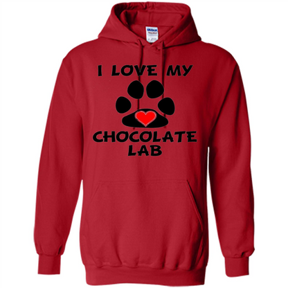 I Love My Chocolate Lab Paw T-shirt Heart Dog Owner T-Shirt Red