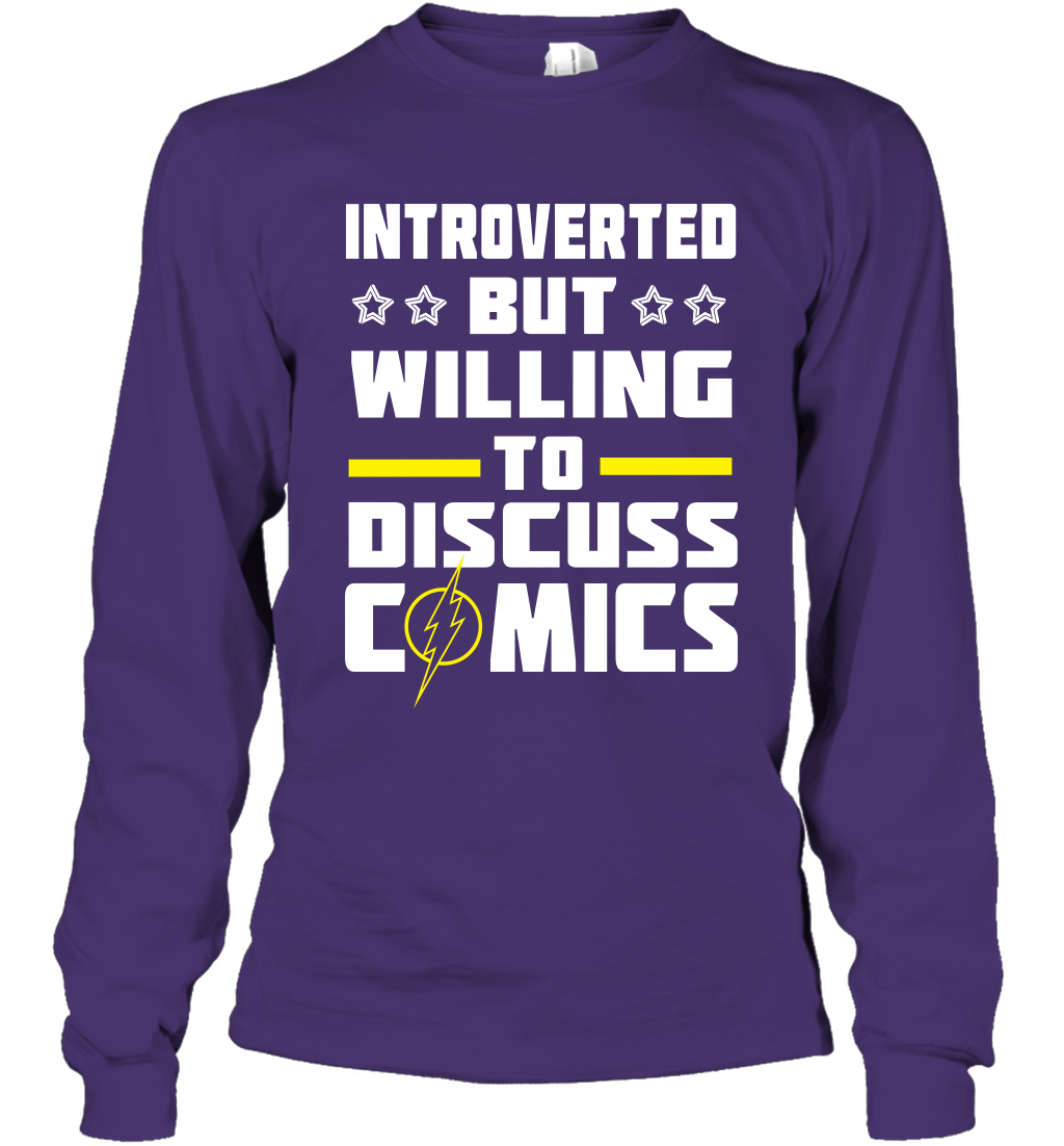Introverted But Willing To Discuss Comics Shirt Long Sleeve T-Shirt Long Sleeve T-Shirt Purple