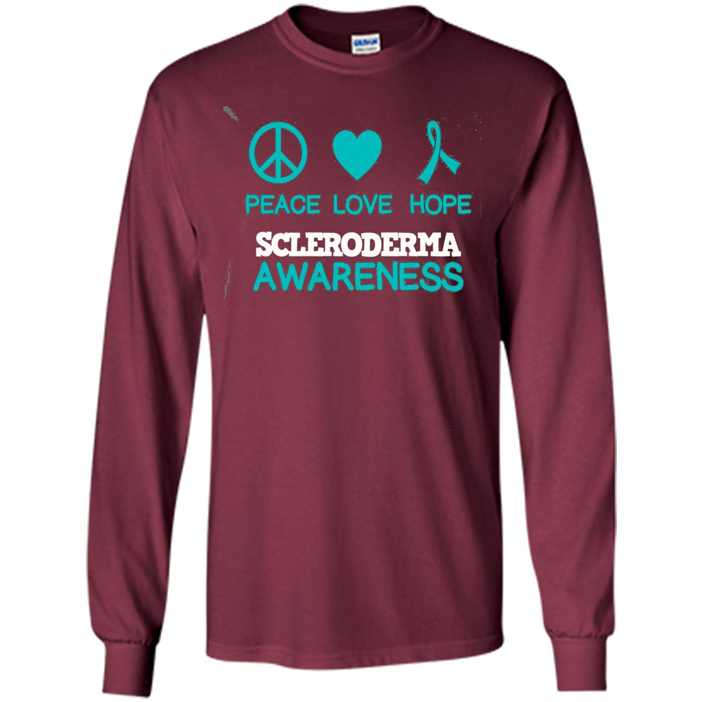 Scleroderma Awareness Ribbon Support T-shirt Peace Love Hope T-shirt Maroon