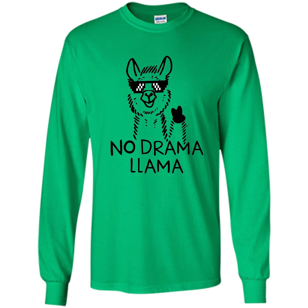 Funny No Drama Llama T-shirt Irish Green