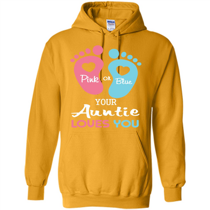 Baby T-shirt Pink Or Blue Your Auntie Loves You Gold