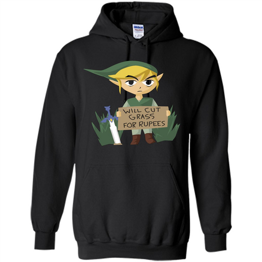 Video Games T-shirt Will Cut Grass For Rupees T-shirt Black