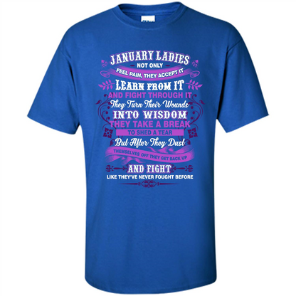 January Ladies T-shirt January Lady Facts Royal