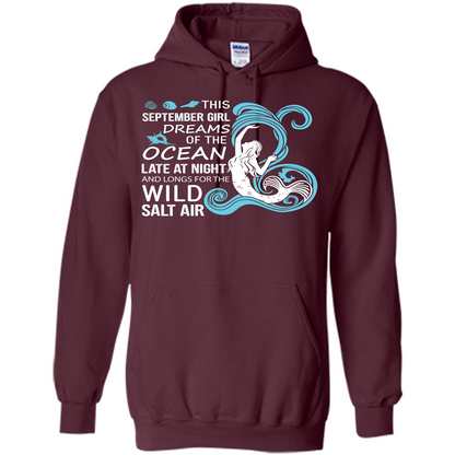This September Girl Dreams Of The Ocean Late At Night T-shirt Maroon