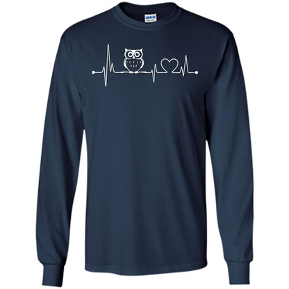 Heartbeat Owl T-shirt Love Owl T-shirt Navy