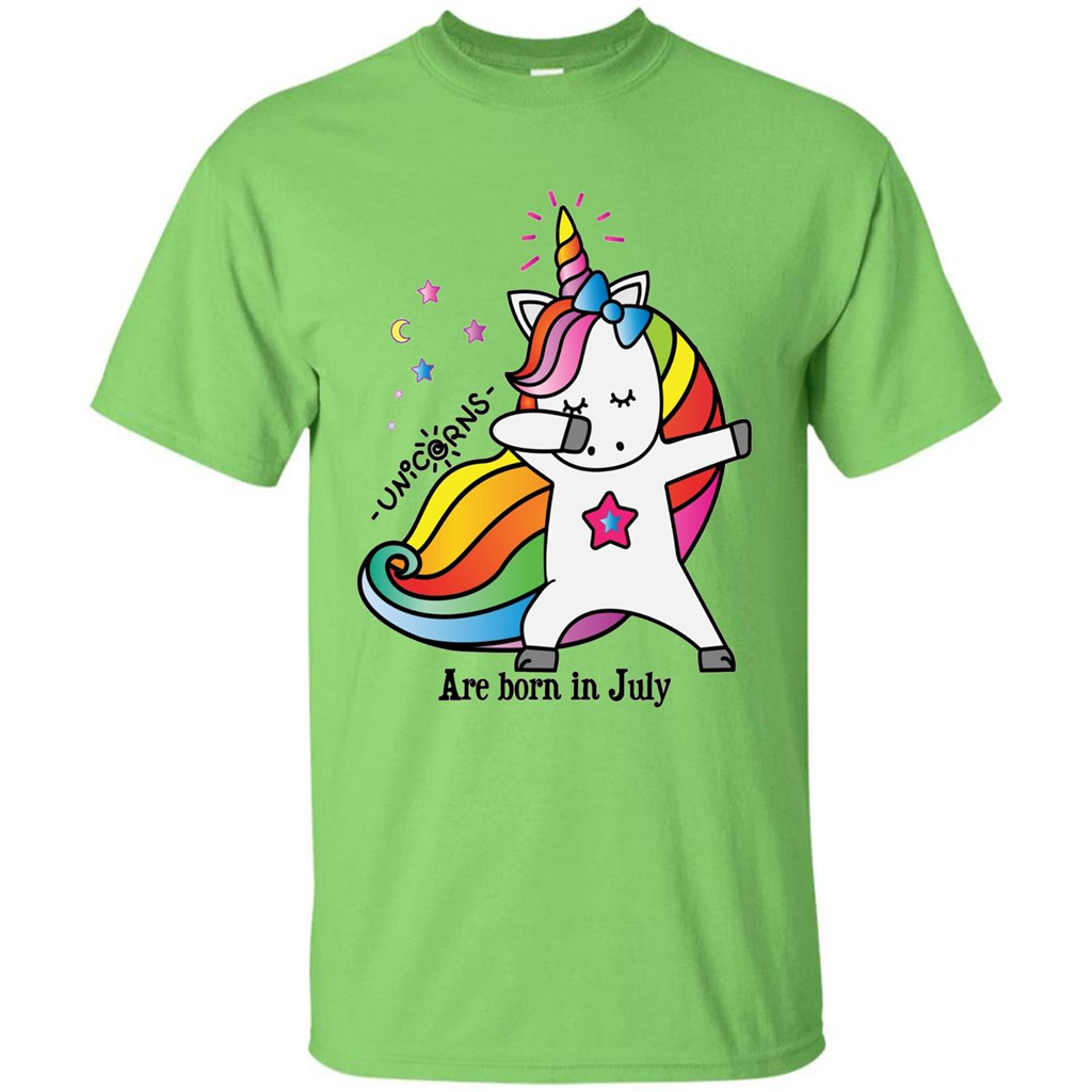 Unicorn Birthday T-shirt Unicorns Are Born In July Lime