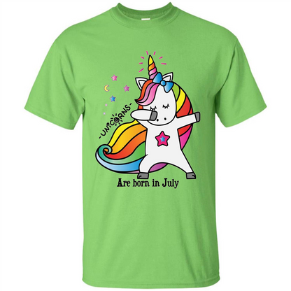Unicorn Birthday T-shirt Unicorns Are Born In July Lime