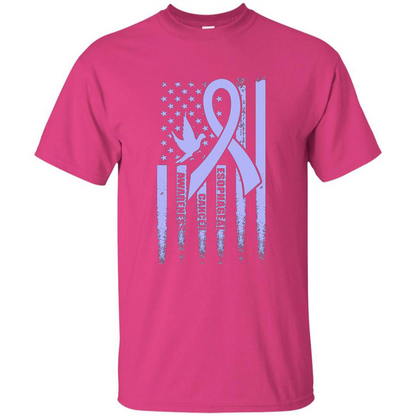 Esophageal Cancer USA Flag Periwinkle Ribbon and Dove T-shirt Heliconia