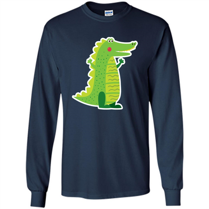 Cute Smiling Crocodile Animal Lover T-shirt Navy