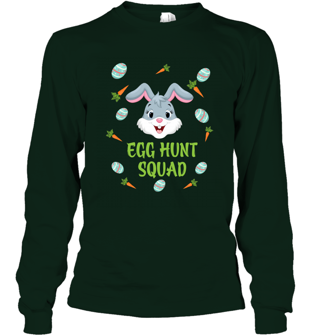 Egg Hunt Squad Happy Easter Day Shirt Long Sleeve T-Shirt Forest Green