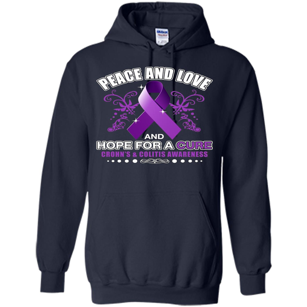 Peace And Love And Hope For A Cure Crohn's and Colitis Awareness T-shirt