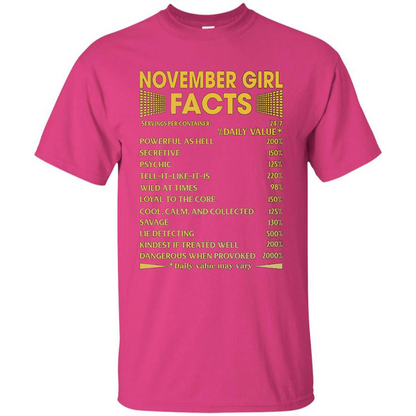 November Girl Facts T-shirt Birthday Gift T-shirt Heliconia