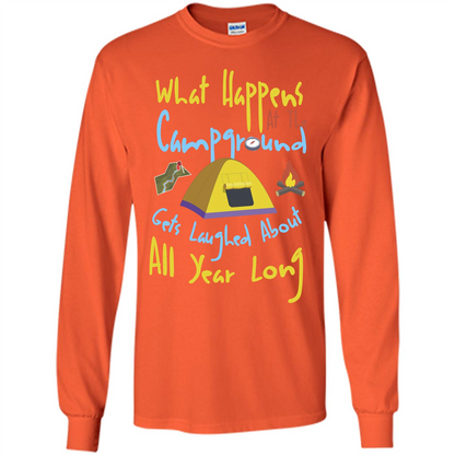 Camping T-shirtWhat Happens At The Campground T-shirt Orange
