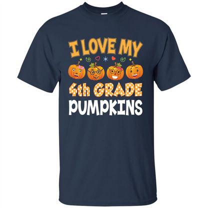 I Love my 4th Graders Pumpkins T-Shirt Fourth Grade Teacher Navy