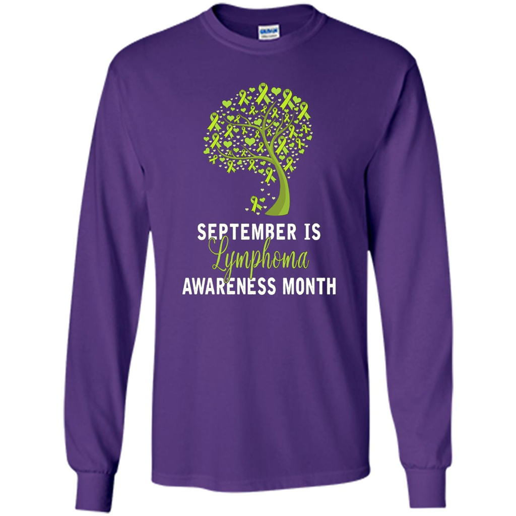 Lime Green Ribbon Lymphoma Awareness Month T-shirt Purple