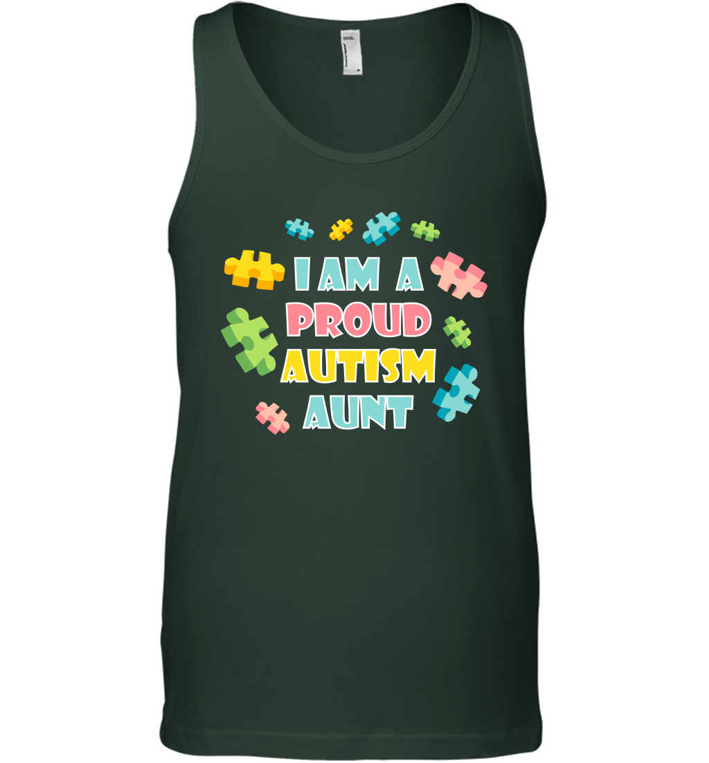 I Am A Proud Autism Aunt Family Shirt Tank Top Tank Top Forest Green