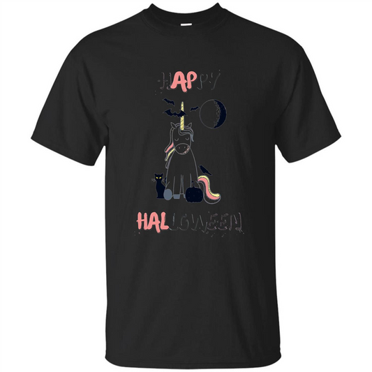 Unicorn Happy Halloween T-shirt Color Unicorn T-shirt Black