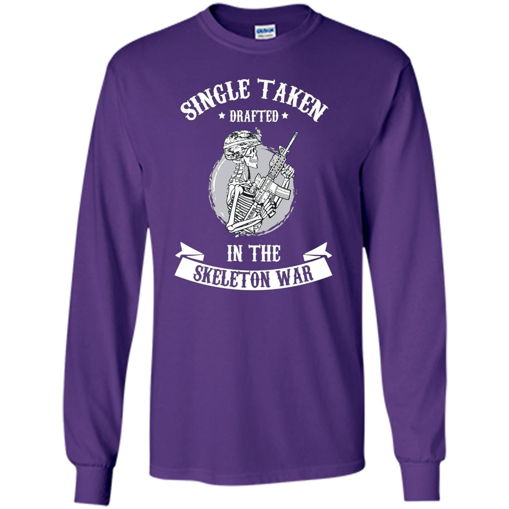 Halloween T-shirt Single Taken Drafted In The Skeleton War Purple