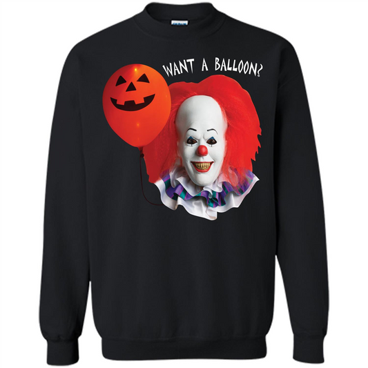 Halloween T-shirt Want A Balloon T-shirt Black