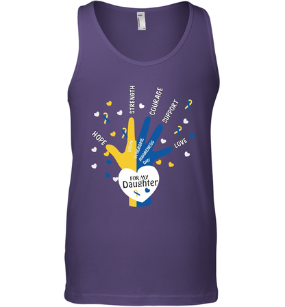 Hope Strength Courage Support Down Syndrome Awareness Day For My Daughter Shirt Tank Top Purple