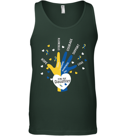 Hope Strength Courage Support Down Syndrome Awareness Day For My Daughter Shirt Tank Top Forest Green