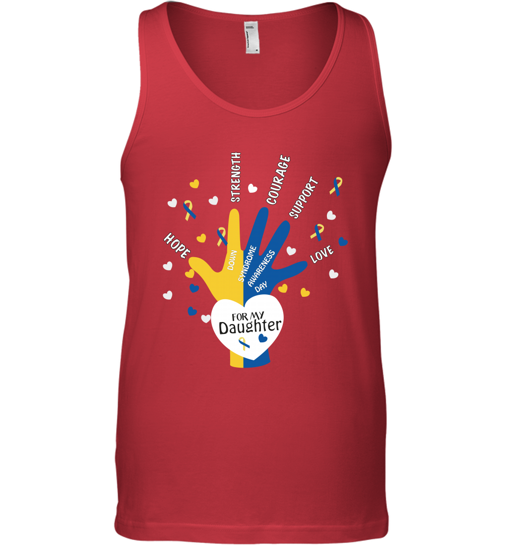 Hope Strength Courage Support Down Syndrome Awareness Day For My Daughter Shirt Tank Top Red