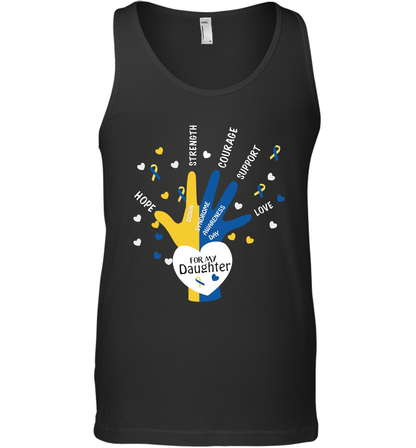 Hope Strength Courage Support Down Syndrome Awareness Day For My Daughter Shirt Tank Top Black