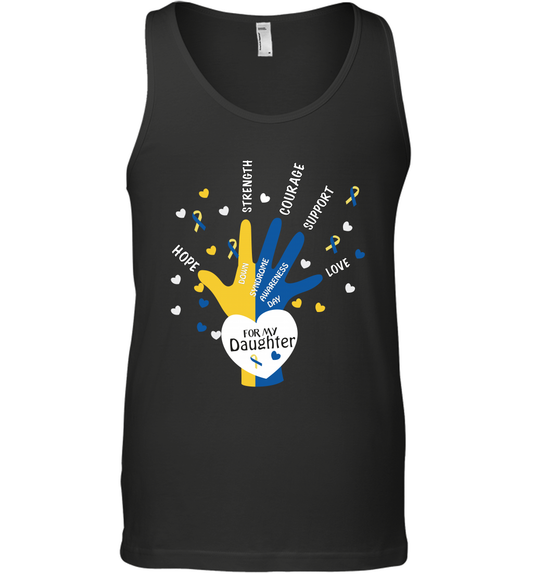 Hope Strength Courage Support Down Syndrome Awareness Day For My Daughter Shirt Tank Top Black