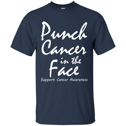 Support Cancer Awareness In The Face T-shirt Navy