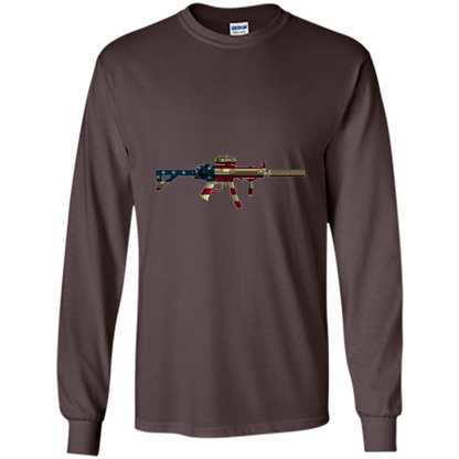 Assault Rifle Gun Flag Red White And Blue Gun T-shirt Dark Chocolate