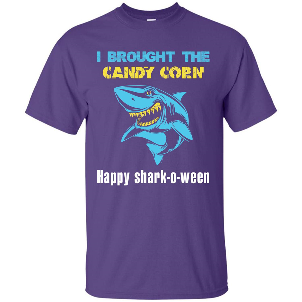 Shark T-shirt I Brought The Candy Corn Happy Shark-o-ween T-shirt Purple