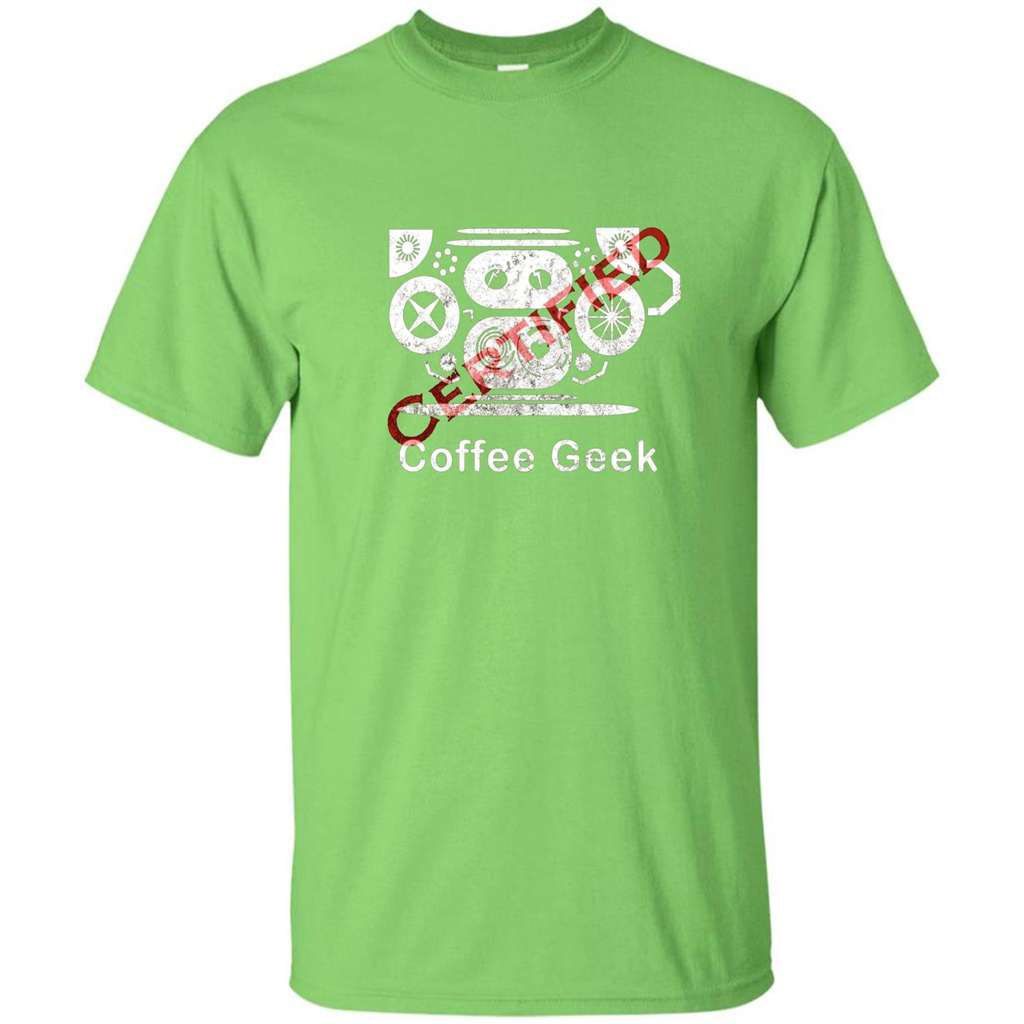 Coffee Lover T-shirt Certified Coffee Geek Lime