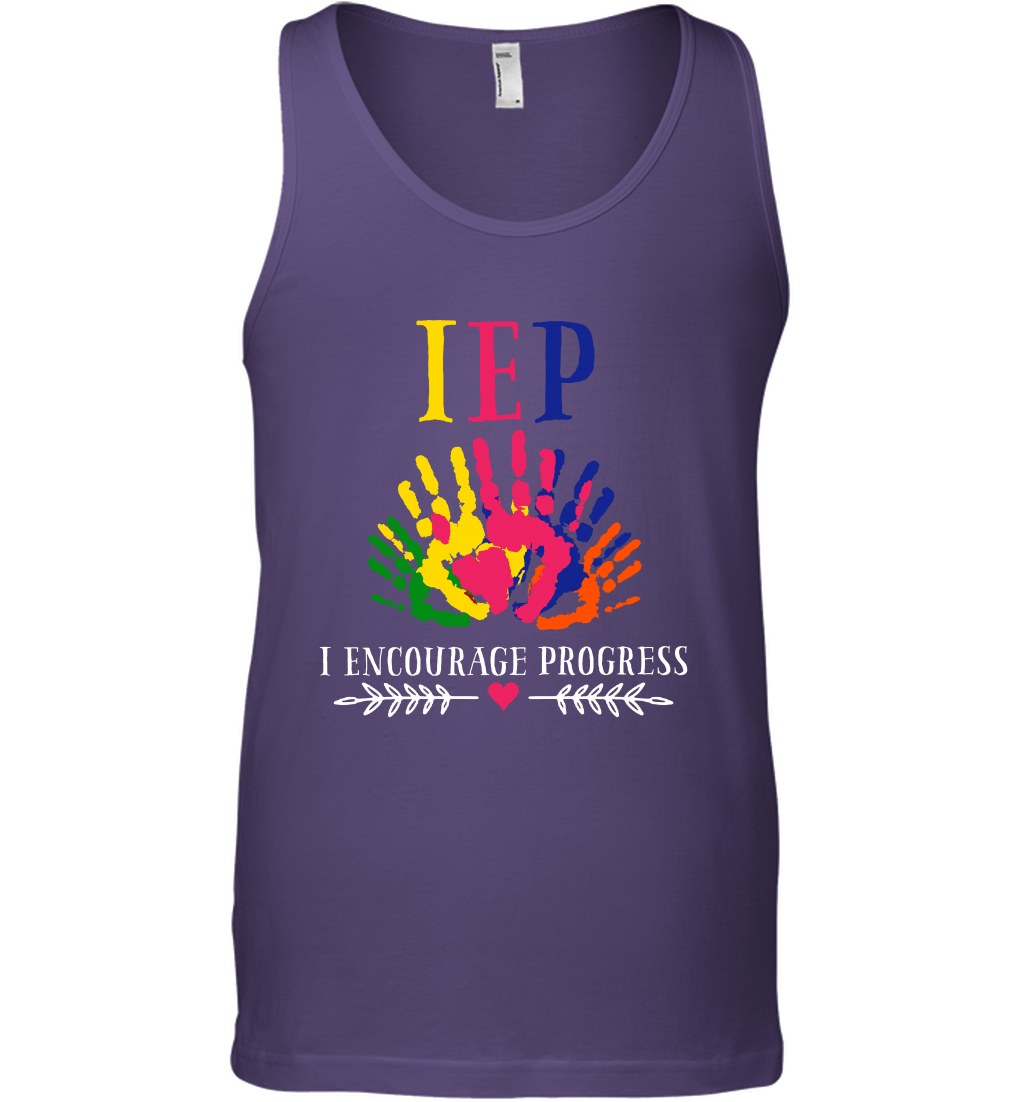 IEP I Encourage Progress Colors Fingerprint Hand Shirt Tank Top Tank Top Purple