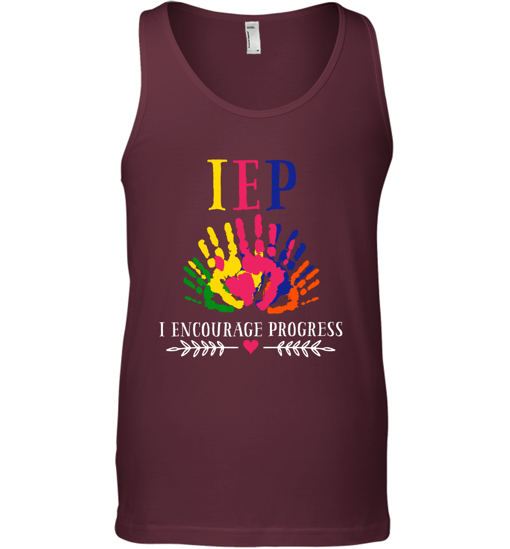IEP I Encourage Progress Colors Fingerprint Hand Shirt Tank Top Tank Top Maroon
