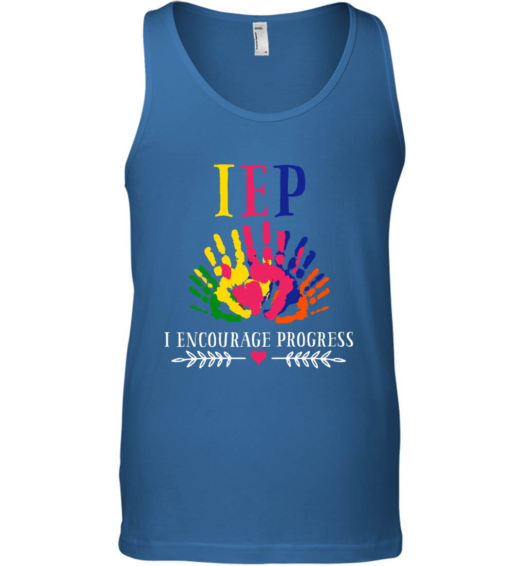 IEP I Encourage Progress Colors Fingerprint Hand Shirt Tank Top Tank Top Royal