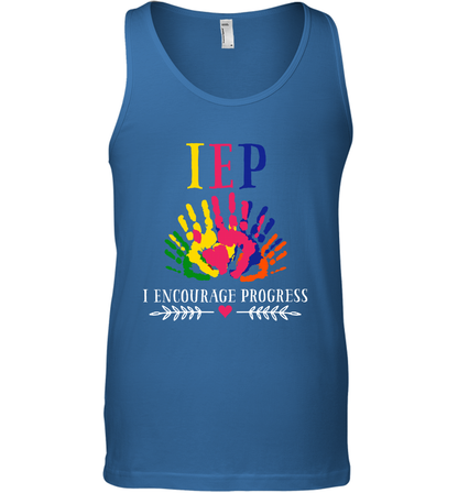 IEP I Encourage Progress Colors Fingerprint Hand Shirt Tank Top Tank Top Royal