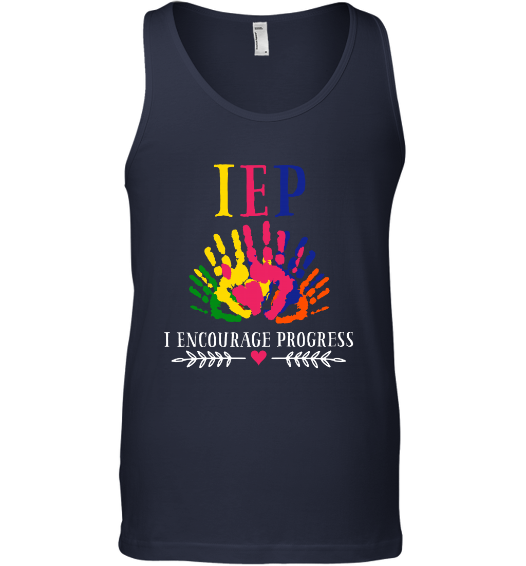 IEP I Encourage Progress Colors Fingerprint Hand Shirt Tank Top Tank Top Navy
