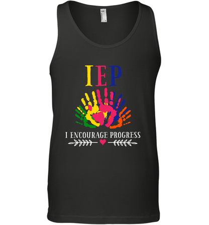 IEP I Encourage Progress Colors Fingerprint Hand Shirt Tank Top Tank Top Black