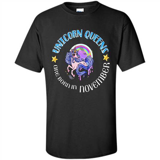 November Unicorn T-shirt Unicorn Queens Are Born November Black