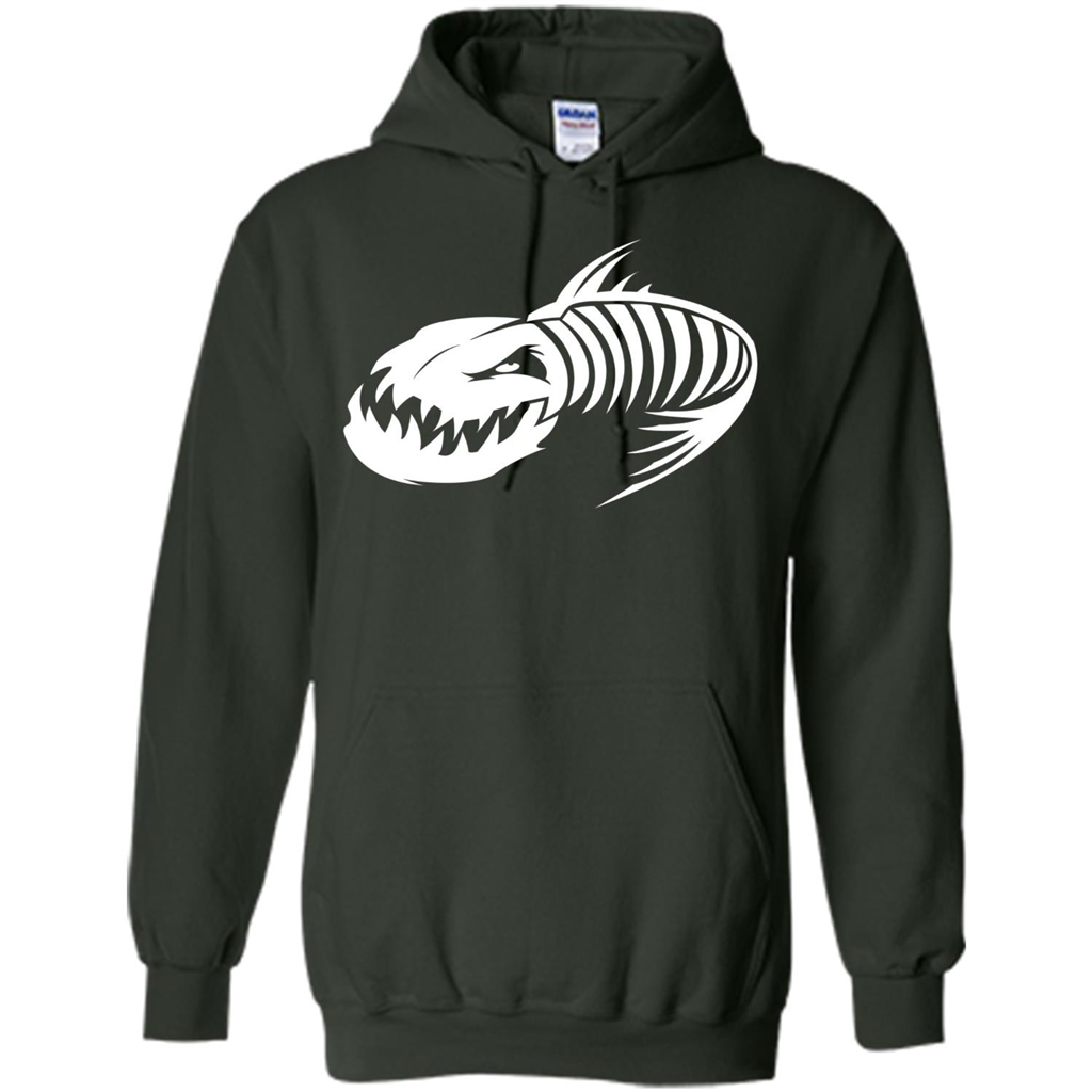 Fisherman Gift T-shirt Badass Fish Bone Skeleton Forest Green