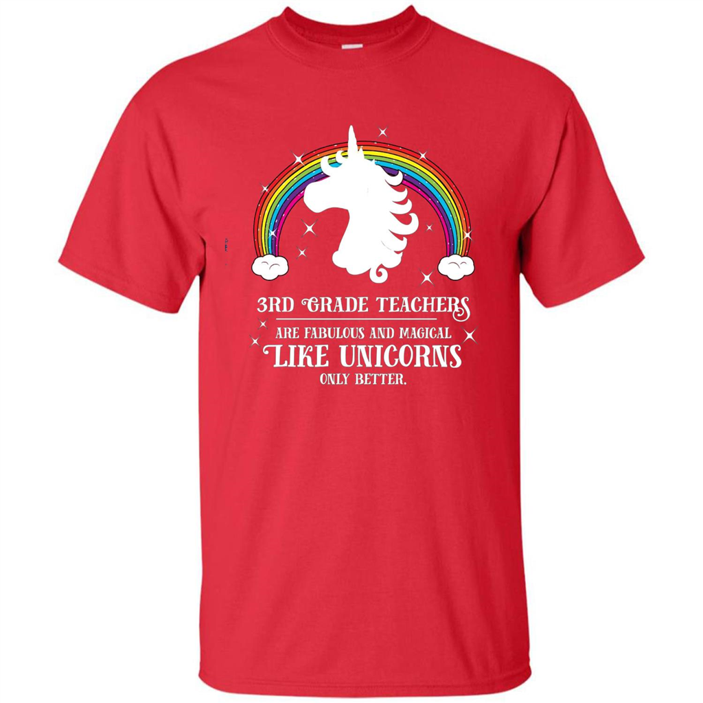 Third Grade T-shirt 3rd Grade Teachers Fabulous Unicorn T-shirt Red