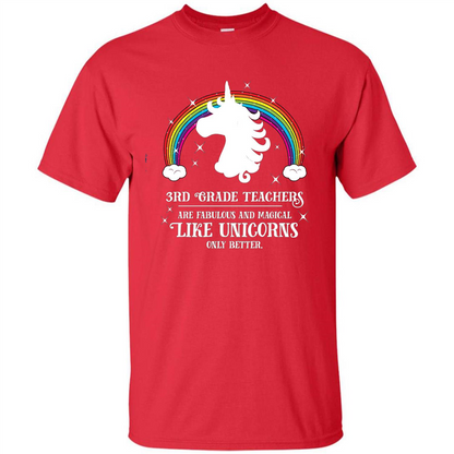 Third Grade T-shirt 3rd Grade Teachers Fabulous Unicorn T-shirt Red