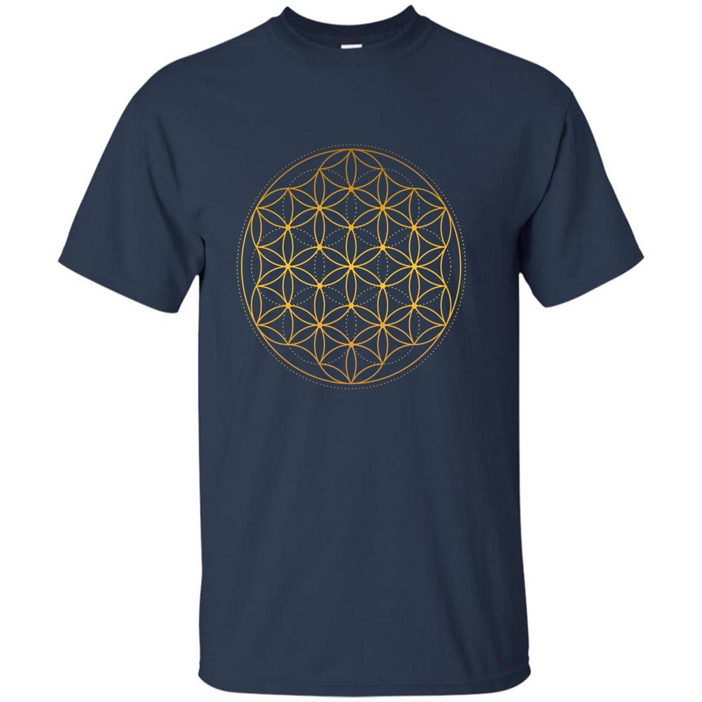 Beautiful Gold Sacred Geometry T-shirt Navy