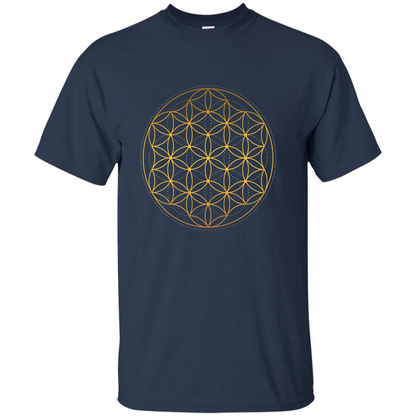 Beautiful Gold Sacred Geometry T-shirt Navy