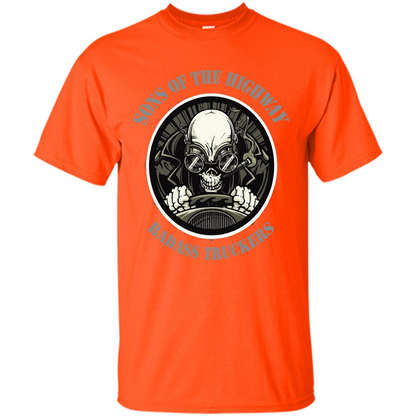 Trucker T-shirt Sons Of The Highway Badass Truckers T-shirt Orange
