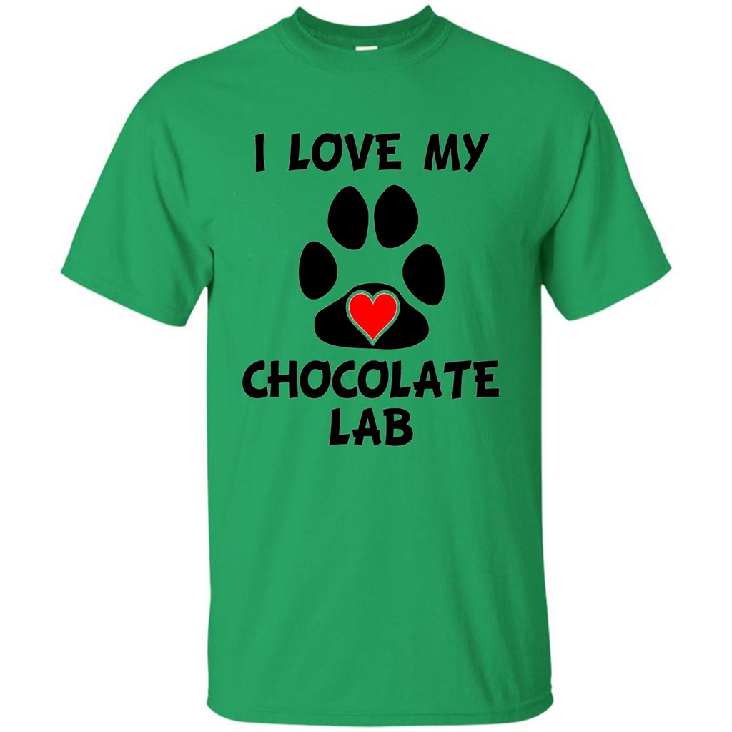 I Love My Chocolate Lab Paw T-shirt Heart Dog Owner T-Shirt Irish Green