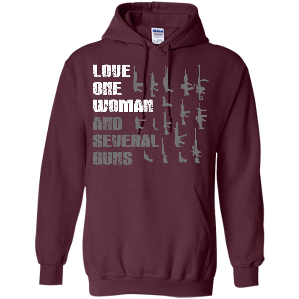 Gun T-shirt Love One Woman And Several Guns T-shirt Maroon